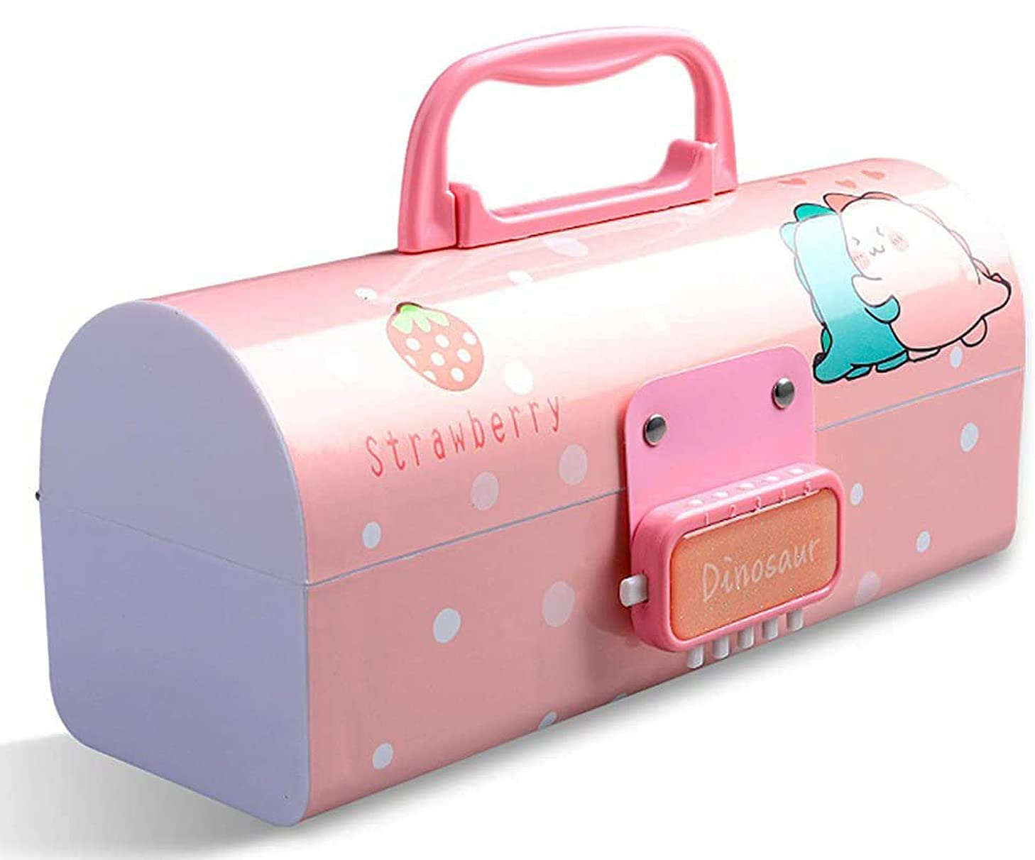 3d pink and dino suitcase pencil box