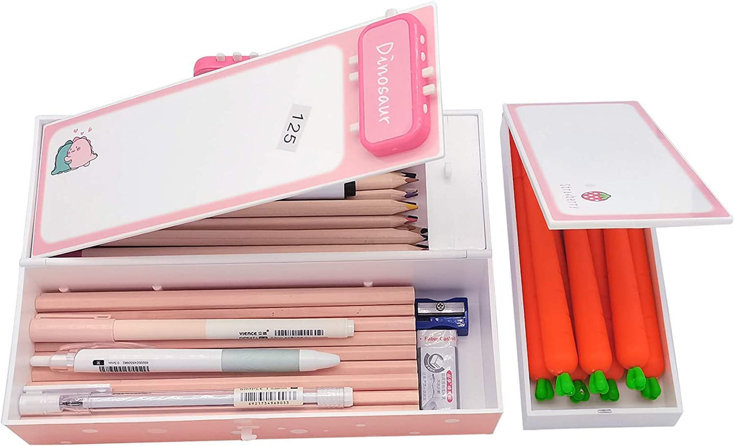 3d pink and dino suitcase pencil box