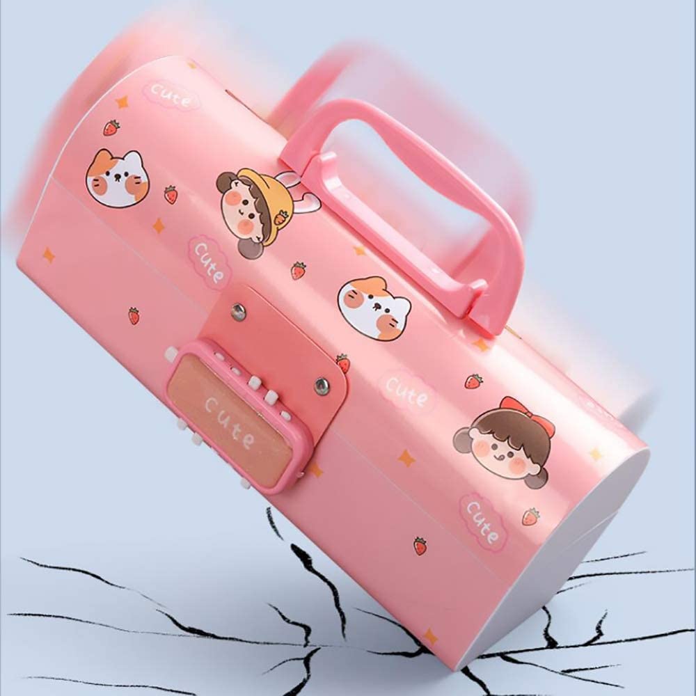 3d pink and dino suitcase pencil box