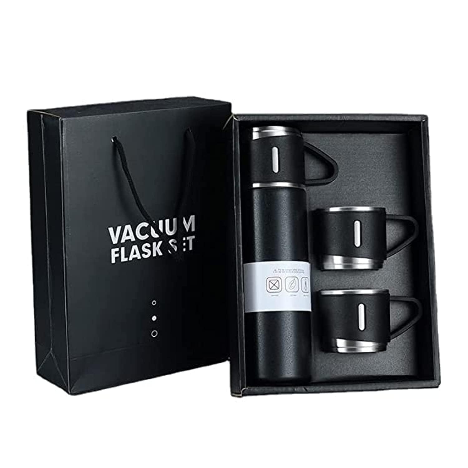 Stainless Steel Vacuum Flask Set with 3 Steel Cups