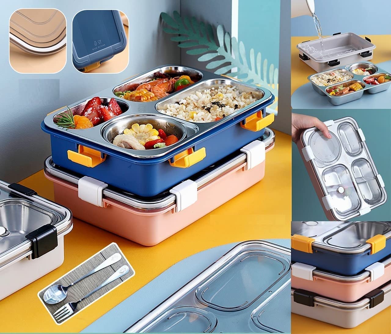Lunch Box for Kids with Spoon & Fork 