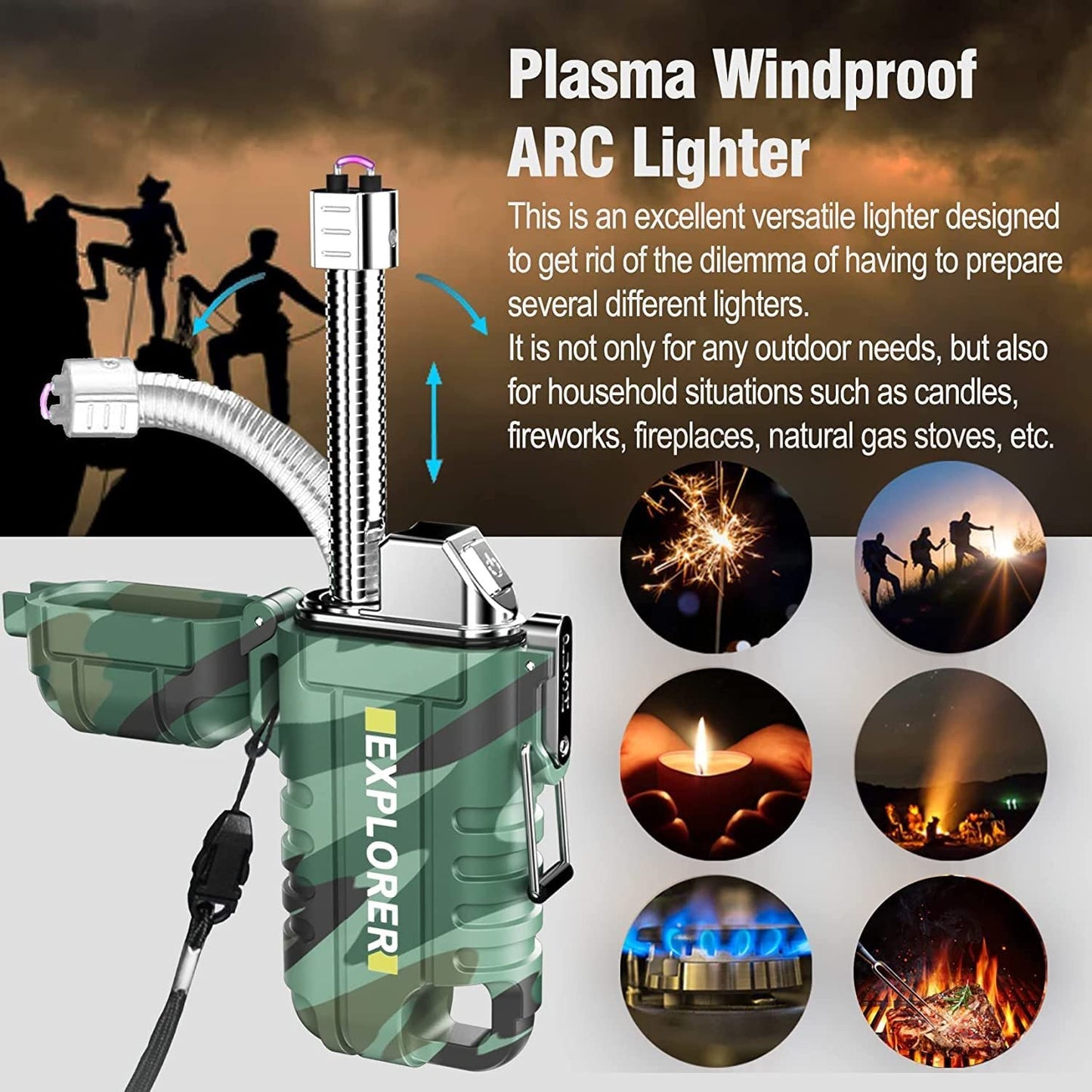 Windproof Plasma Flameless Lighter