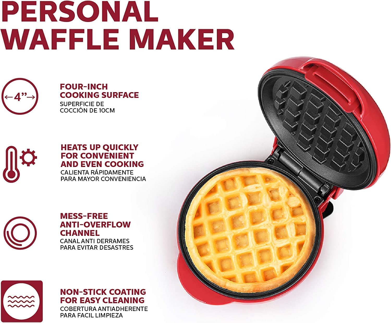 Mini Waffle Maker 4 Inch- 350 Watts