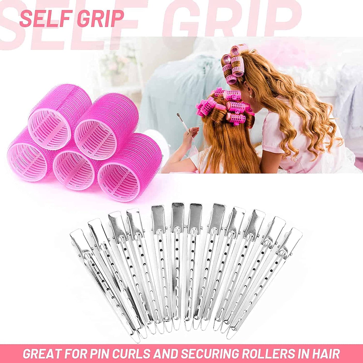 6pcs Self Grip Magic Hair Roller Clips Hairdressing Kit