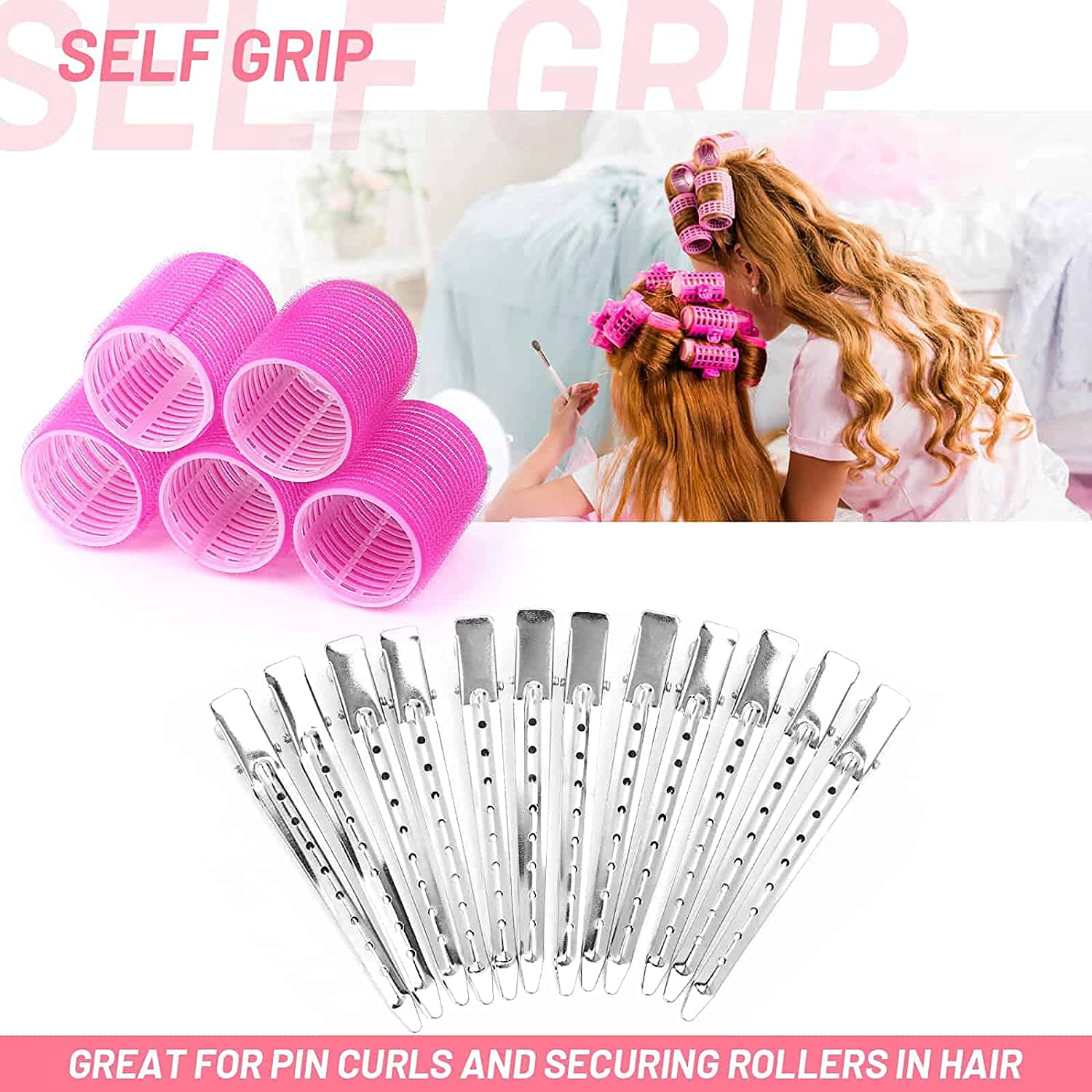 6pcs Self Grip Magic Hair Roller Clips Hairdressing Kit