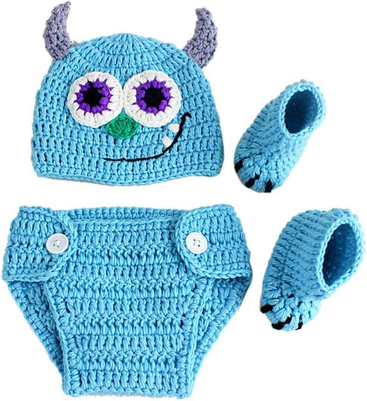 Newborn Photography Props Baby Boy Knitted Outfits Crochet Hat Pants Set